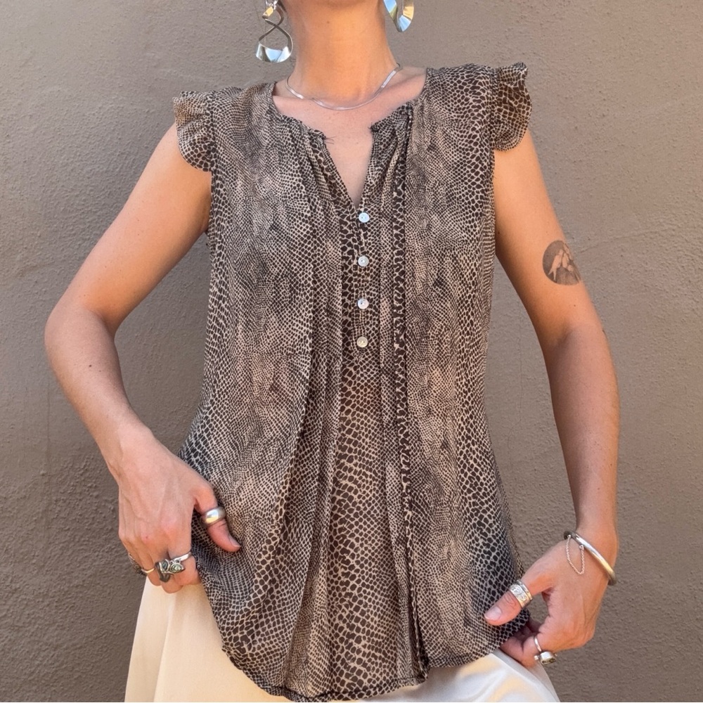 Snake Print Cap Sleeve Top